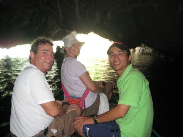 Loc with Amy and Paul in Ninh Binh on the Charity trip in 2009