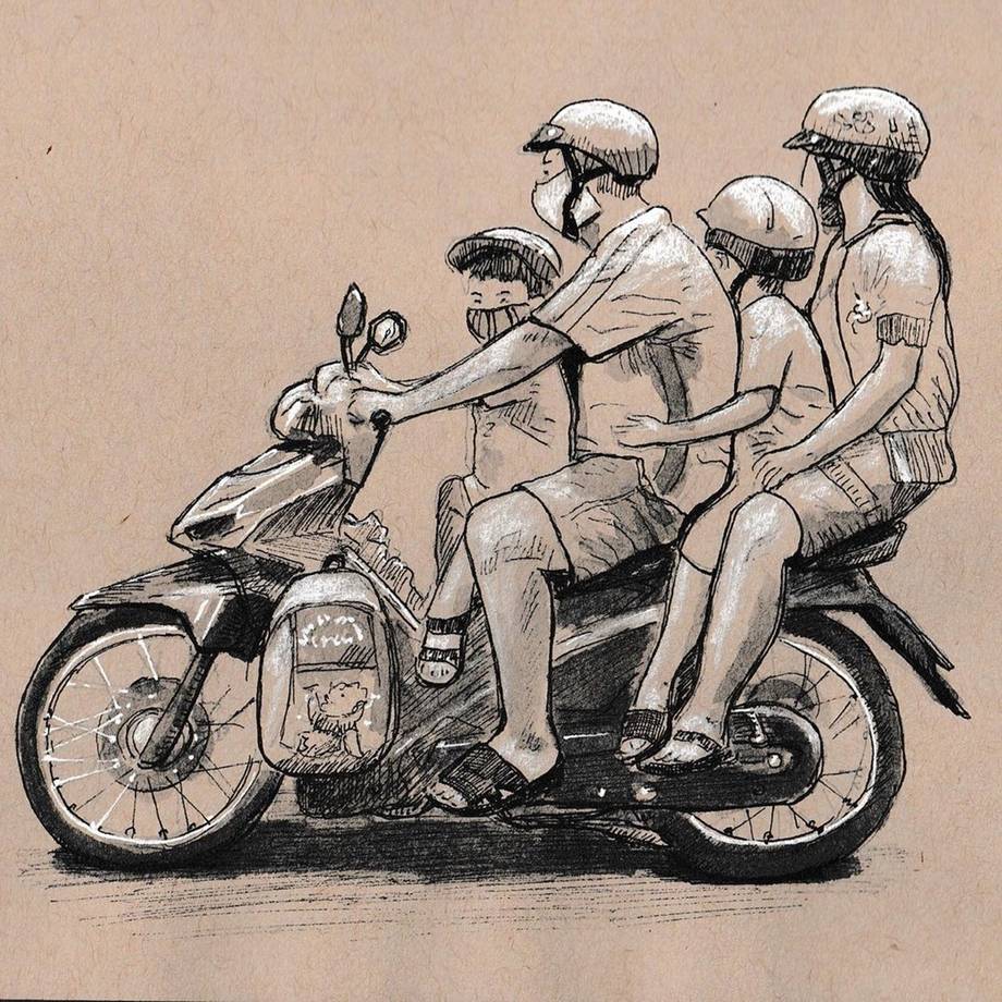 Vietnam family riding