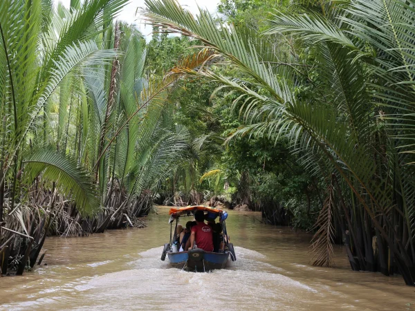 Private boat in coconut river