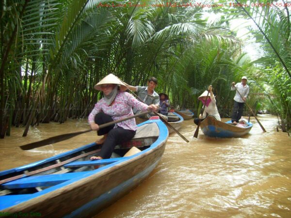 Sampan riding in Mekong Delta