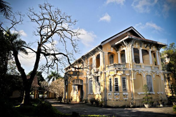 French colonial building in Hue, Vietnam, Southeast Asia.