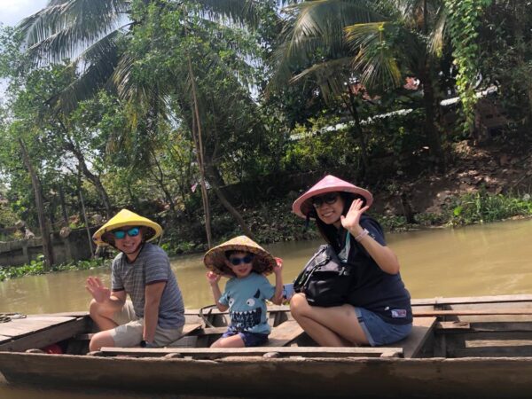 Happy family in private mekong tour